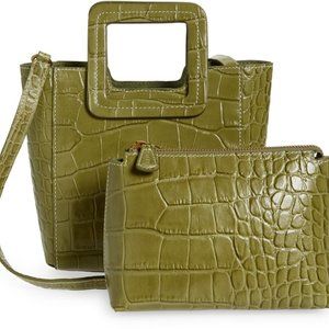 Staud Mini Shirley Croc-Embossed Leather Bag